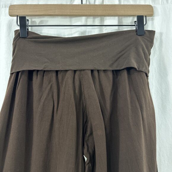 Baik Baik Brown Wide Leg Fold Over Ruffle Hem Pull On Pants Womens S/M Boho - Picture 9 of 11